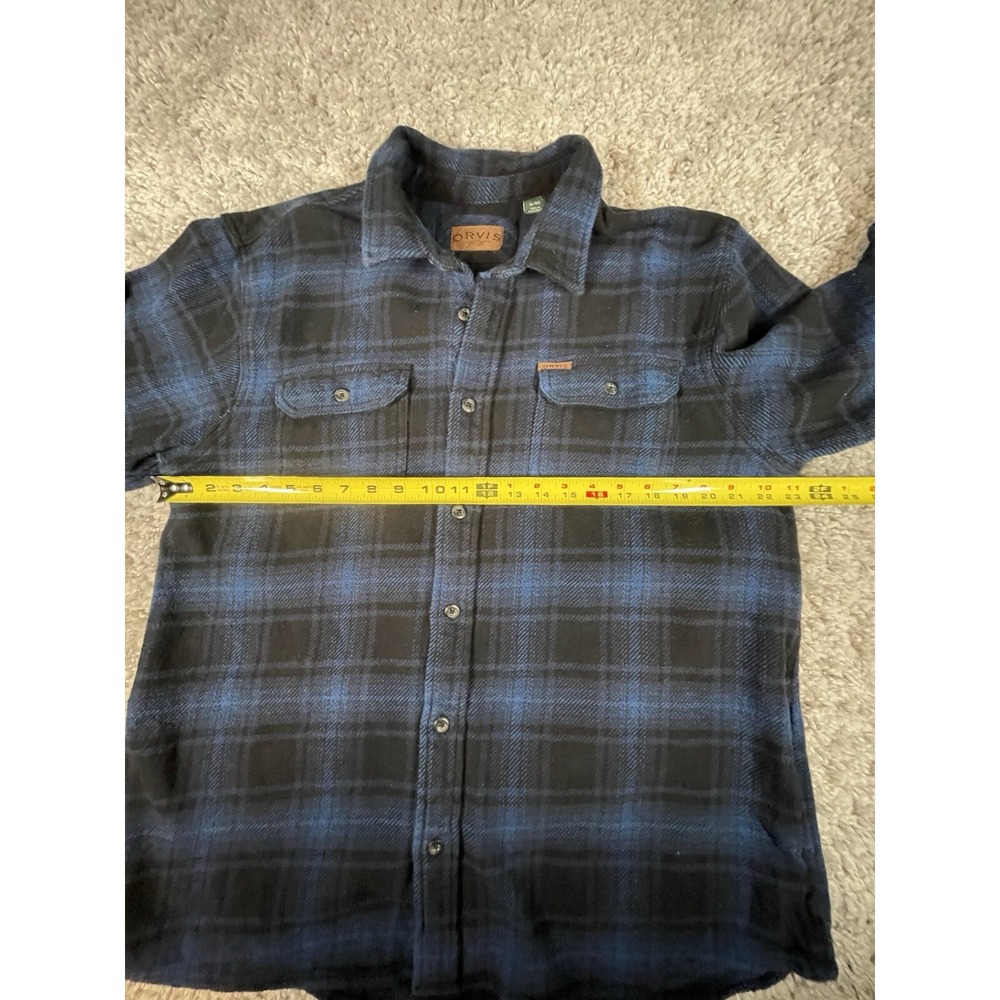 ORVIS Big Bear Flannel Shirt Jacket Shacket Mens XL Blue Plaid Heavy Weight‎ - Picture 7 of 15
